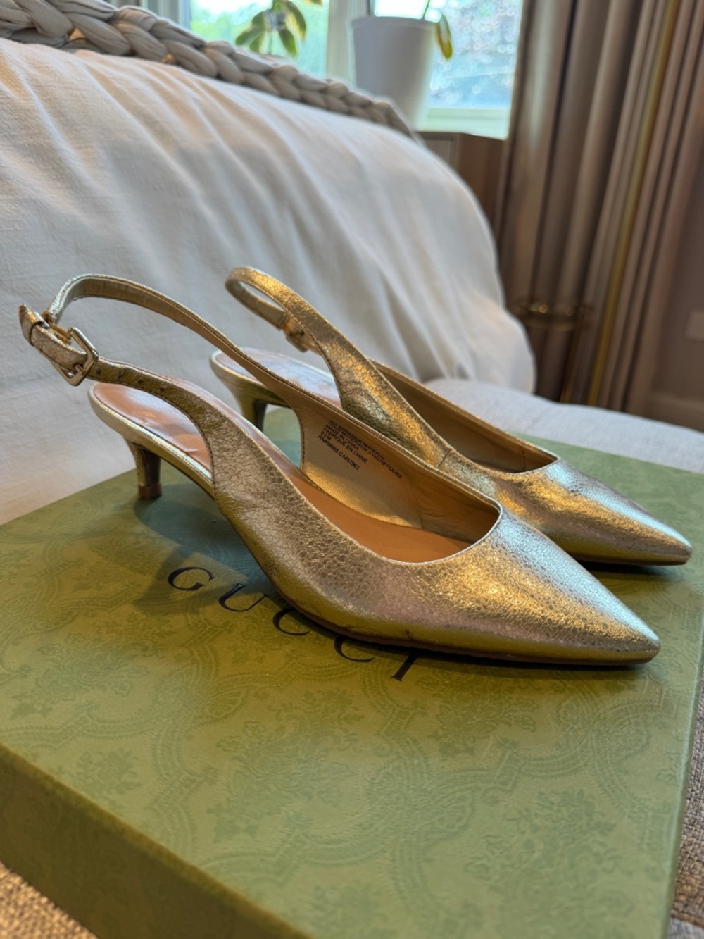 Abound Metallic Gold Pointed Slingback Kitten Heels